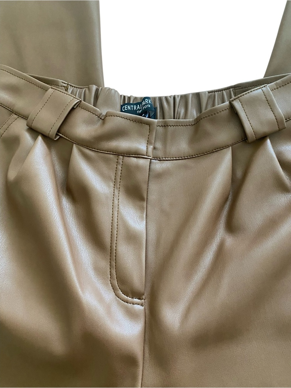 Central Park West Brown Faux-Leather Wide Leg Trousers - Picture 7 of 7